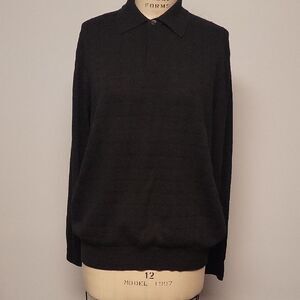 Puntodue Italian Men's 2-botton Black Sweater, Size XL